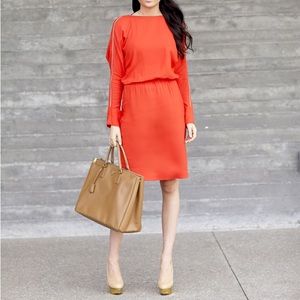 Lagence zipper shoulder orange dress